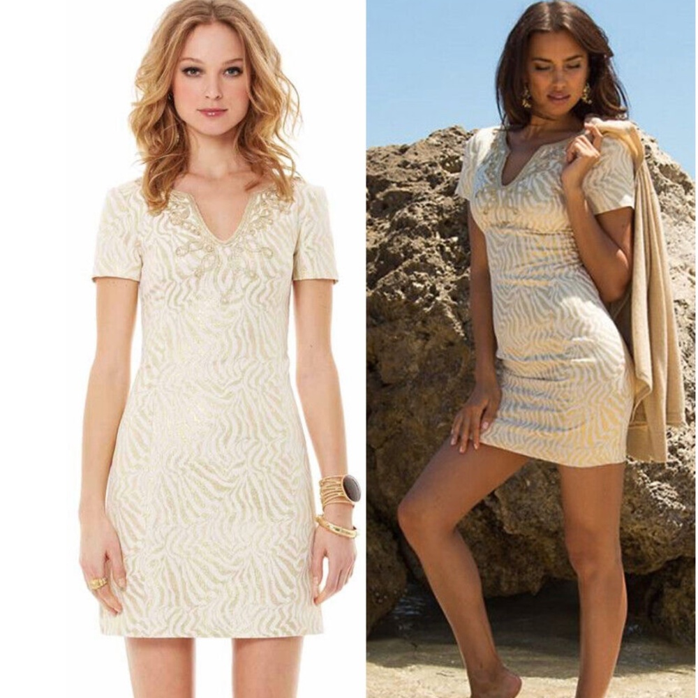 Gold! Lilly! Perfect wedding guest dress! Size 4